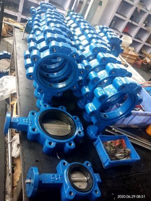 DN350 PN16 나비 밸브 EPDM 유연 철 웨이퍼 플랜지 럭 물용 물 시스템