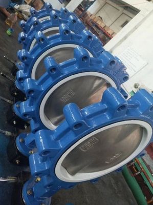 DN350 PN16 나비 밸브 EPDM 유연 철 웨이퍼 플랜지 럭 물용 물 시스템